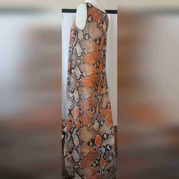 SHEIN Duster Hi Low Outter Wear Styled Look Snakeskin Orange Blk Sz L - Picture 2 of 13